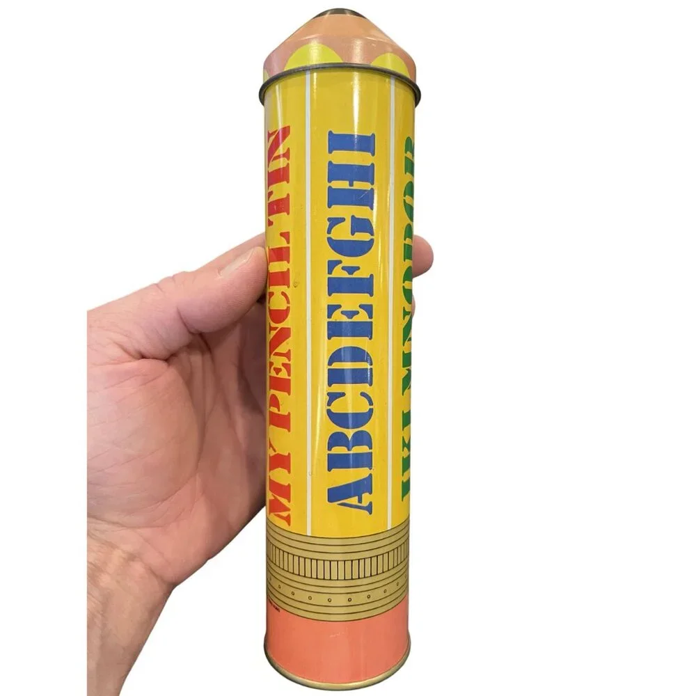 Colorful Pencil-Shaped Tin With Colored Pencils